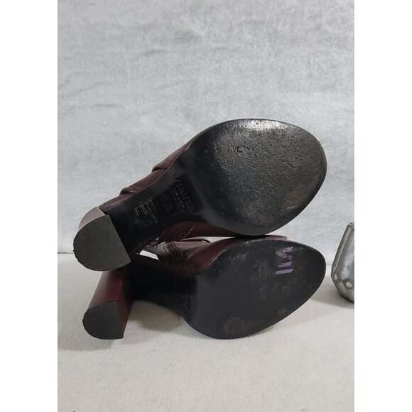 Vince Womens Burgundy Brigham Oxblood Open Toe Bootie Leather Upper‎ Size 7M - Picture 8 of 13
